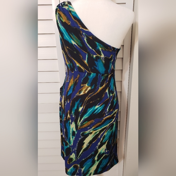 ABS Silver Label One Shoulder Multicolored Mini Dress Size S - Picture 2 of 13